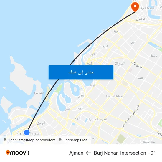 Burj Nahar, Intersection - 01 to Ajman map