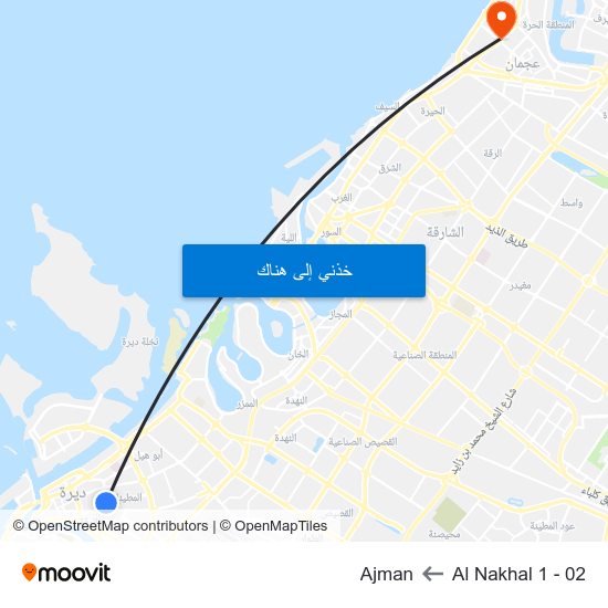 Al Nakhal 1 - 02 to Ajman map