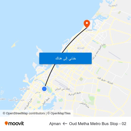 Oud Metha Metro Bus Stop - 02 to Ajman map