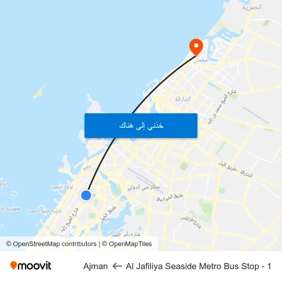 Al Jafiliya Seaside Metro Bus Stop - 1 to Ajman map