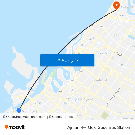 Gold Souq Bus Station to Ajman map