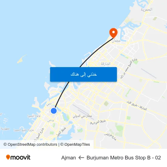 Burjuman Metro Bus Stop B - 02 to Ajman map