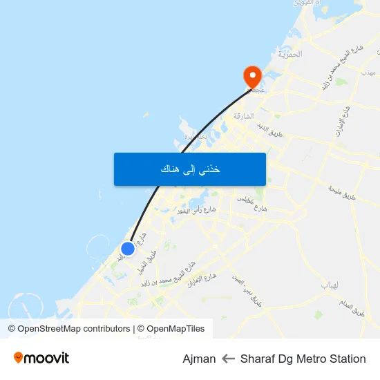 Sharaf Dg Metro Station to Ajman map
