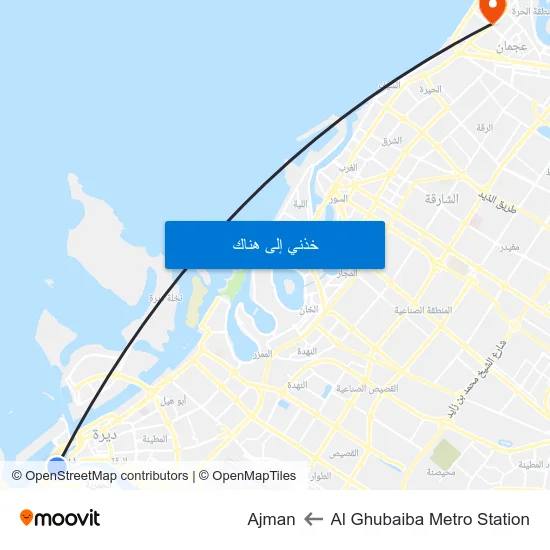 Al Ghubaiba Metro Station to Ajman map