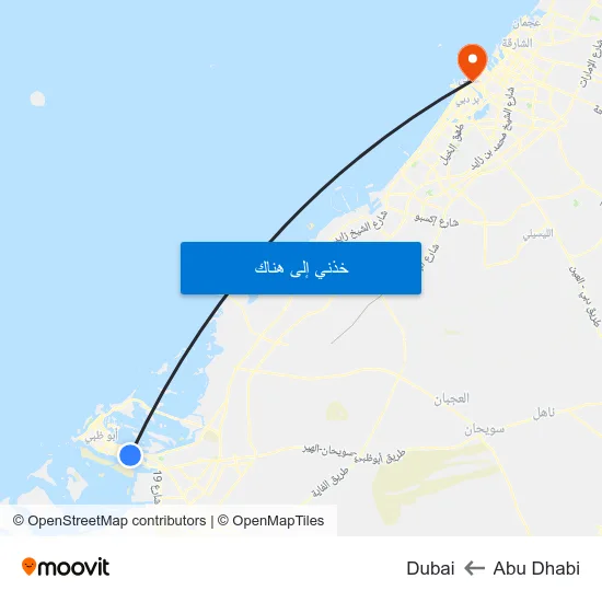 Abu Dhabi to Dubai map