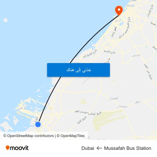 Mussafah Bus Station to Dubai map