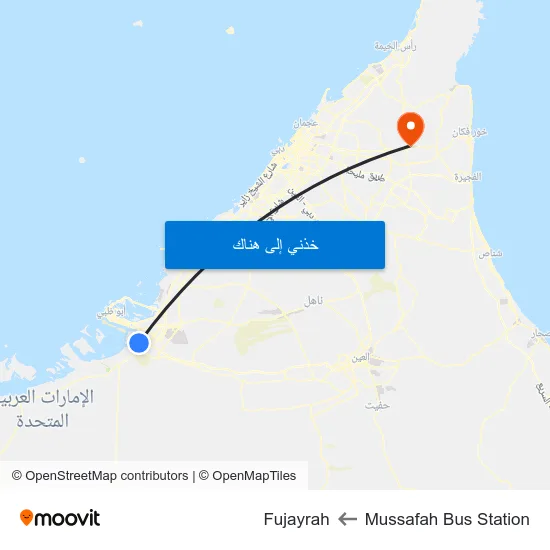 Mussafah Bus Station to Fujayrah map
