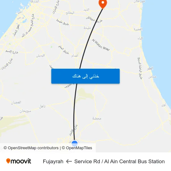 Service Rd  / Al Ain Central Bus Station to Fujayrah map