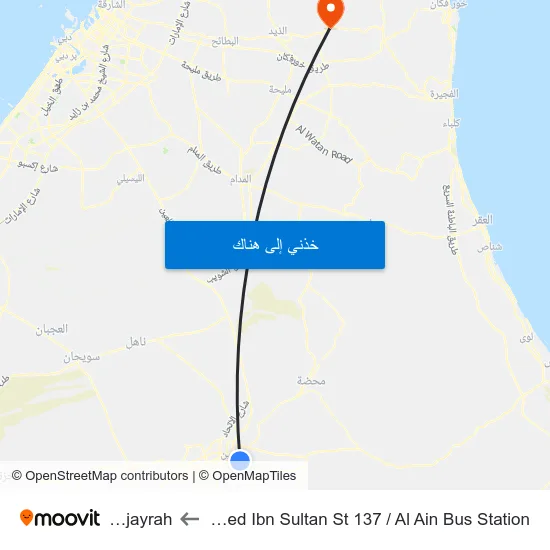 Zayed Ibn Sultan St 137 / Al Ain Bus Station to Fujayrah map