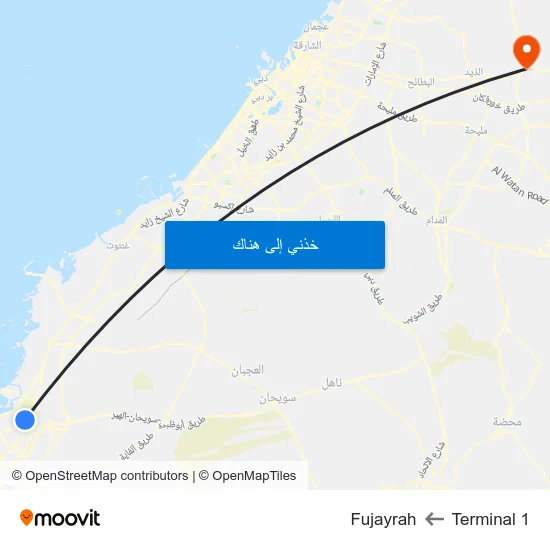 Terminal 1 to Fujayrah map