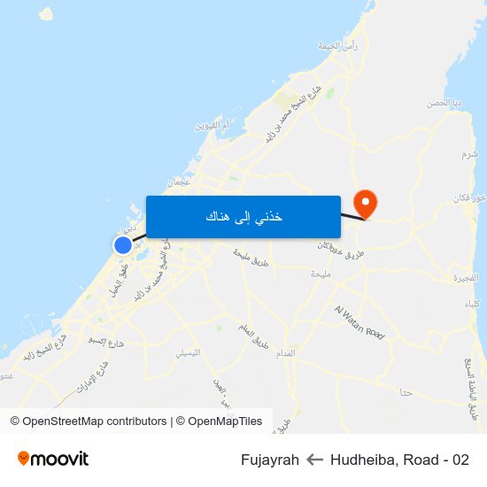 Hudheiba, Road - 02 to Fujayrah map