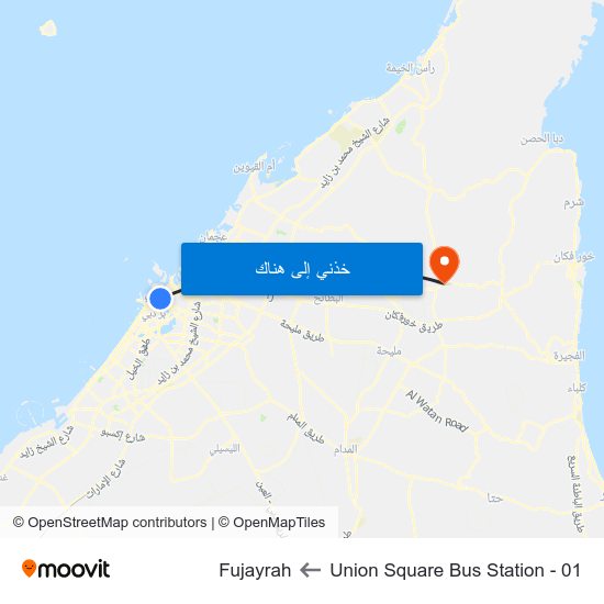 Union Square Bus Station - 01 to Fujayrah map