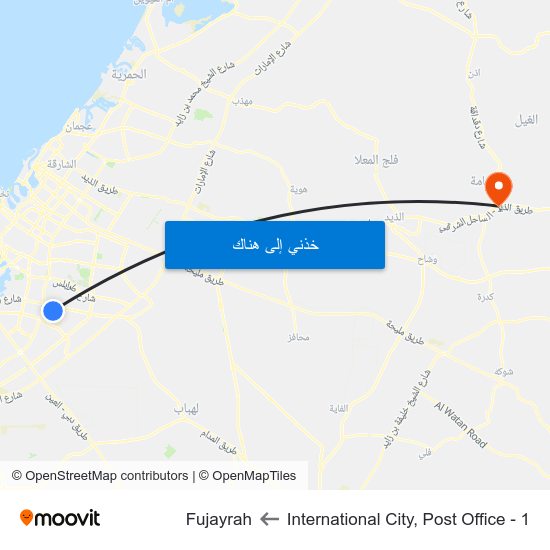 International City, Post Office - 1 to Fujayrah map