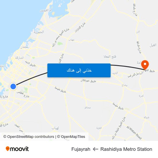 Rashidiya Metro Station to Fujayrah map