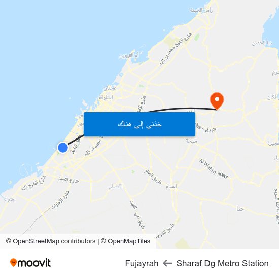 Sharaf Dg Metro Station to Fujayrah map