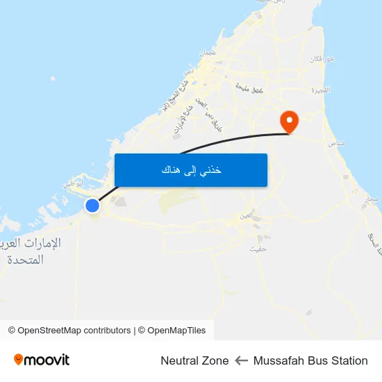 Mussafah Bus Station to Neutral Zone map