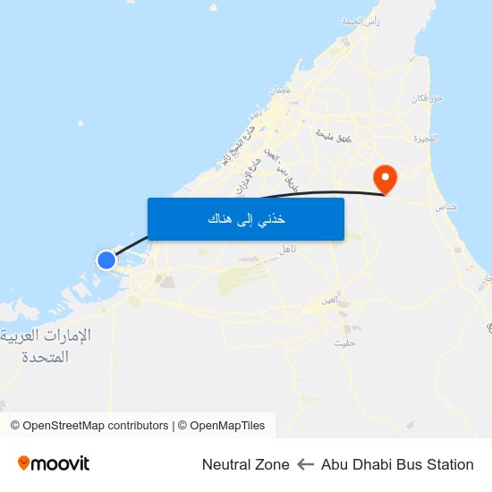 Abu Dhabi Bus Station to Neutral Zone map