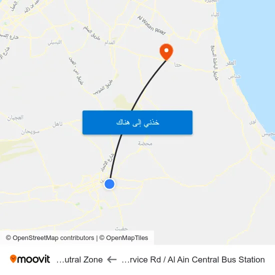 Service Rd  / Al Ain Central Bus Station to Neutral Zone map
