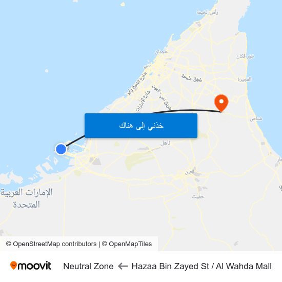 Hazaa Bin Zayed St / Al Wahda Mall to Neutral Zone map