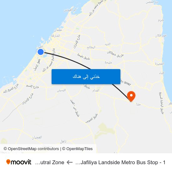 Al Jafiliya Landside Metro Bus Stop - 1 to Neutral Zone map