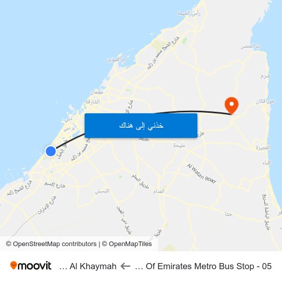 Mall Of  Emirates Metro Bus Stop - 05 to Ras Al Khaymah map