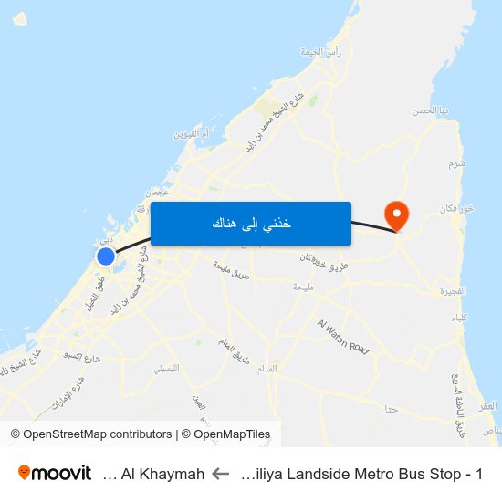 Al Jafiliya Landside Metro Bus Stop - 1 to Ras Al Khaymah map