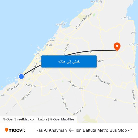 Ibn Battuta  Metro Bus Stop - 1 to Ras Al Khaymah map