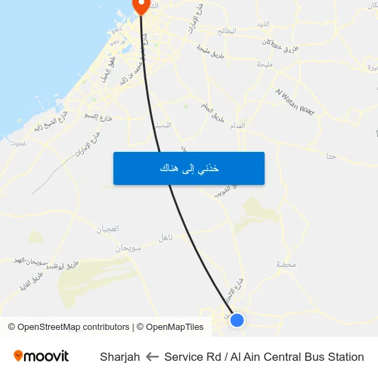 Service Rd  / Al Ain Central Bus Station to Sharjah map