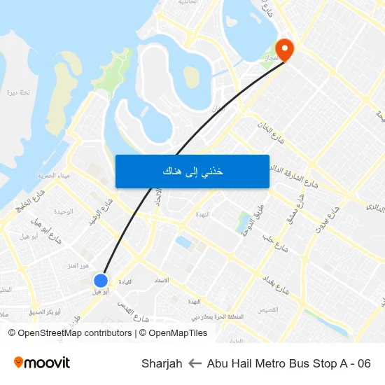 Abu Hail Metro Bus Stop A - 06 to Sharjah map