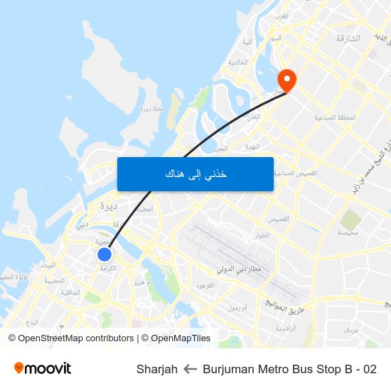 Burjuman Metro Bus Stop B - 02 to Sharjah map