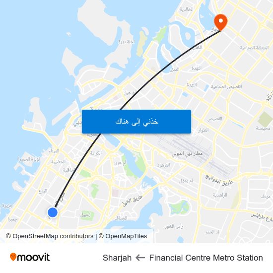 Financial Centre Metro Station to Sharjah map