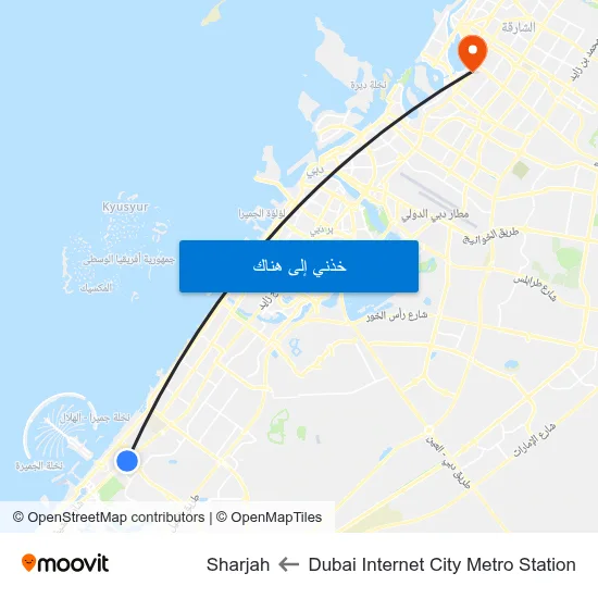 Dubai Internet City Metro Station to Sharjah map