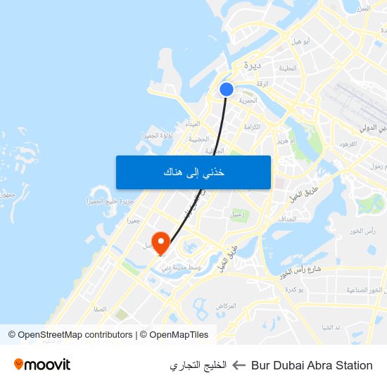 Bur Dubai Abra Station to الخليج التجاري map