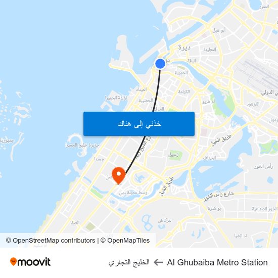 Al Ghubaiba Metro Station to الخليج التجاري map
