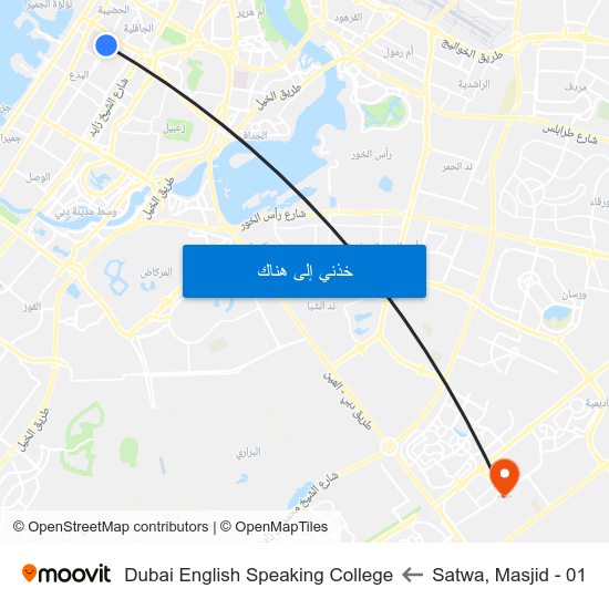 Satwa, Masjid - 01 to Dubai English Speaking College map