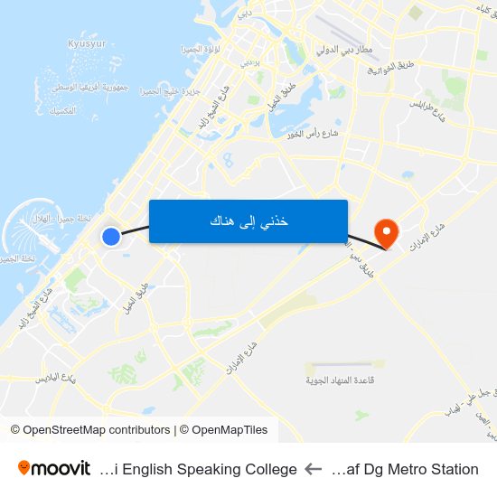 Sharaf Dg Metro Station to Dubai English Speaking College map