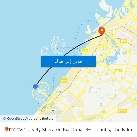 اتلانتس to Four Points By Sheraton Bur Dubai map