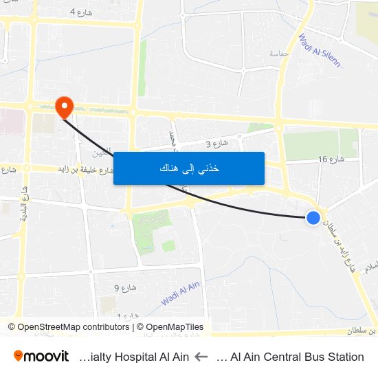 Service Rd  / Al Ain Central Bus Station to Nmc Specialty Hospital Al Ain map