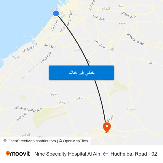 Hudheiba, Road - 02 to Nmc Specialty Hospital Al Ain map