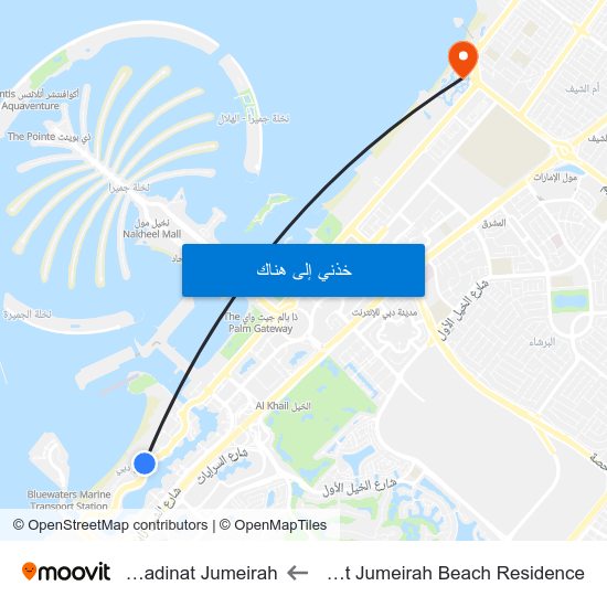 The Walk at Jumeirah Beach Residence to Souk Madinat Jumeirah map