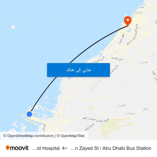 Hazaa Bin Zayed St /  Abu Dhabi Bus Station to Rashid Hospital map