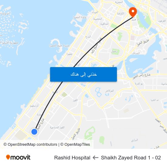 Shaikh Zayed  Road 1 - 02 to Rashid Hospital map