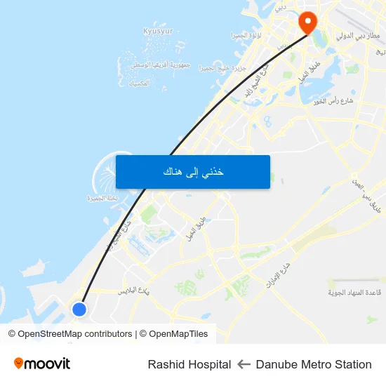Danube Metro Station to Rashid Hospital map