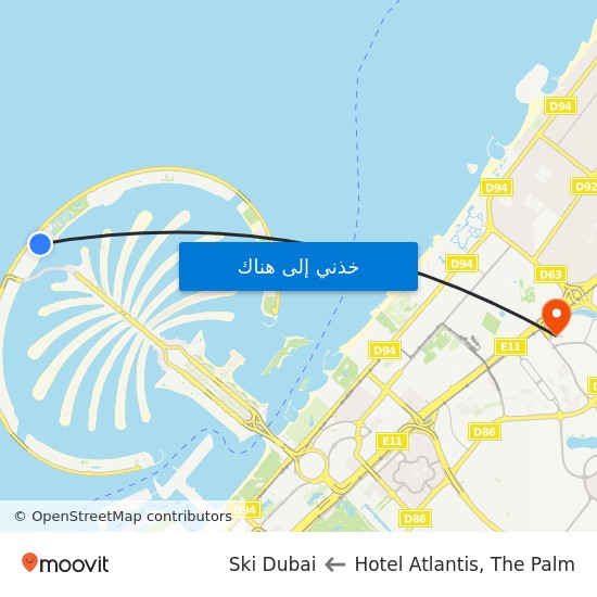 اتلانتس to Ski Dubai map