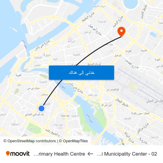 Karama, Dubai Municipality Center - 02 to Hor-Al-Anz Primary Health Centre map