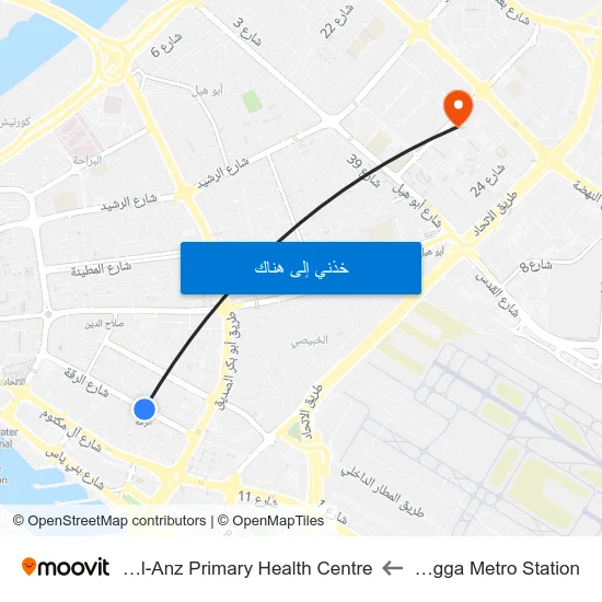 Al Rigga Metro Station to Hor-Al-Anz Primary Health Centre map