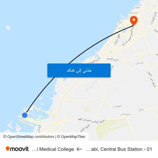 Abu Dhabi, Central Bus Station - 01 to Dubai Medical College map