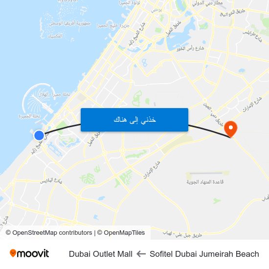 Sofitel Dubai Jumeirah Beach to Dubai Outlet Mall map