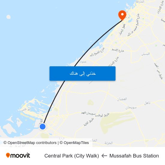 Mussafah Bus Station to Central Park (City Walk) map