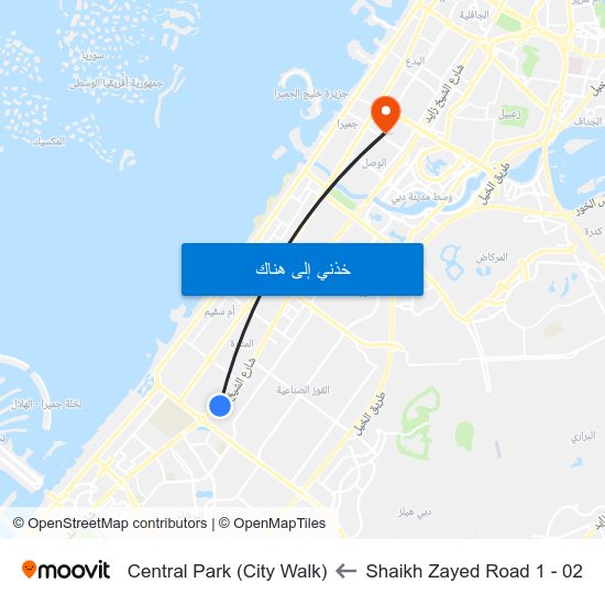 Shaikh Zayed  Road 1 - 02 to Central Park (City Walk) map